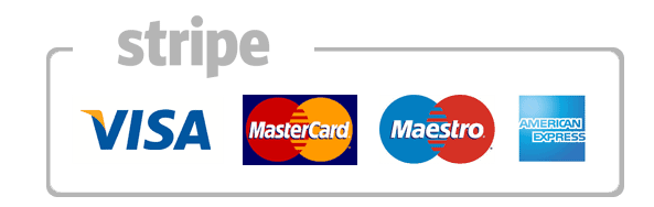 Secure payments by Stripe — Visa, Mastercard, American Express
