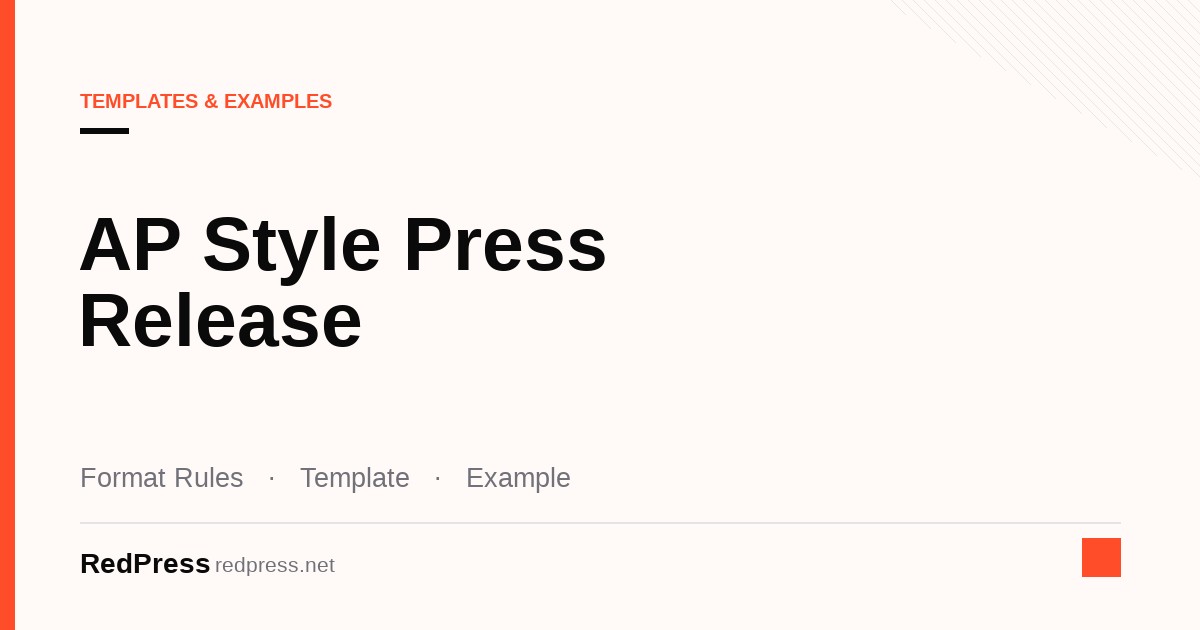 AP style press release template with an all-caps dateline, abbreviated date and editing marks on a printed news release