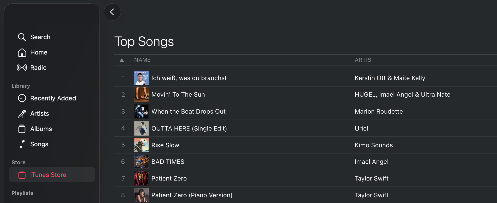 Uriel OUTTA HERE iTunes Germany chart screenshot